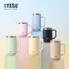 Taza de oficina de gran capacidad TYESO, taza de café de cerámica aislada con asa, vaso de agua de acero inoxidable para escritorio