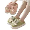 Yc-298 Pantuflas de Algodón 2025 Invierno Nuevas Pantuflas de Algodón Lazo Dulce Forradas de Felpa Cálidas Suela Gruesa Zapatos para el Hogar y Exteriores