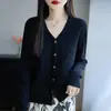 Cruce de fronteras Otoño/Invierno 2026 Estilo coreano Nuevo Cárdigan de punto con cuello en V para mujer, Suéter holgado y casual, Abrigo de mujer, Venta al por mayor de comercio exterior
