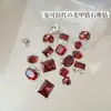 Decorações para Unhas Ankora Zircônia Vermelha Laranja-Caramelo Diamantes Empilhados Quadrados Grossos Retangulares Bolas de Diamante Decorações de Unhas