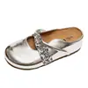 Zapatos de mujer tipo Birkenstock con plataforma alta, mules de punta cerrada para uso en exteriores, sandalias slip-on nuevas de verano 2026