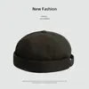 Sombrero retro de terrateniente desgastado para hombre, otoño e invierno, casual, personalidad, algodón, cálido, protección contra el frío, elegante, matón, color sólido, gorra sin visera
