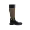 Fivela de Cinto Color Block Retrô Estilo Mãe de Uva Bico Redondo Salto Grosso Couro Genuíno Botas de Cavaleiro Slim de Comprimento Médio para Mulheres no Outono e Inverno