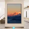 Pintura de paisaje minimalista moderna de las montañas doradas al amanecer, versión vertical para decoración de entrada, decoración suave personalizada para casa de huéspedes y decoración del hogar
