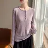Suéter base de malha canelada gola redonda meio aberto transfronteiriço feminino manga longa solto modelador estiloso roupa íntima top ombro normal transfronteiriço