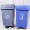 Lixeira grande com rodas, lixeira quadrada de plástico sanitário para exterior com tampa, design de tampa basculante, adequada para uso comercial e doméstico