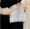Nuevo Conjunto de Niña Estilo Chino, Nueva Moda de Verano Elegante Top con Bordado Pesado para Bebé Falda Tutú Falda Media