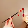 Nueva Horquilla de Lujo Estilo Chino Imitación Ébano con Borlas de Estilo Antiguo para Mujer, Adecuada para Cabello Grueso