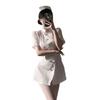 Shuang'Er Tallas Grandes Lencería Sexy Cuello Redondo Sexy Vestido Ajustado Pijama Traje de Uniforme de Ángel Blanco Enfermera