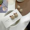 Brincos de Bola de Pelo de Visão Moda Commuting Fofos Agulha de Prata S925 Clipe de Orelha com Temperamento Casual Cinza Bege 070