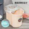 Cubo Mopador Engrosado para el Hogar Cubo Deshidratador Perezoso Manos Libres Lavado Cubo Exprimidor de Plástico Rectangular Portátil Cubo Giratorio para Escurrir