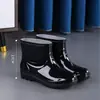 Botas de Chuva Masculinas Espessadas para Proteção do Trabalho Botas de Chuva de Cano Alto e Curto Impermeáveis Antiderrapantes Forro Espesso de Lã Resistente a Ácidos e Alcalis Calçados Aquáticos Botas de Borracha para Cozinha