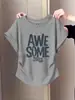 Camiseta de Manga Corta Estilo Nuevo 2026 con Mangas Volantes Pequeñas, Hombro Normal, Algodón Puro, Cintura Ajustada, Corte Ajustado, Adelgazante, Top Gris para Mujer, Estilo Coreano, Verano