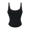 Camisola acolchada push-up gris para mujer, top corto ajustado de color liso para verano, dulce y sexy