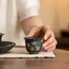 Taza de té de cerámica pintada a mano con flor de osmanthus a la luz de la luna, un juego de té para uso doméstico, perfecto como regalo para mujeres que aprecian el té