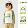 Camiseta antibacteriana infantil Dudu, nuevo modelo de otoño, top de manga larga para niñas, camiseta básica de algodón puro para niños, ropa para bebés y niños