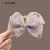 Pinza para el Cabello de Nuevo Estilo con Lazo Degradado Morado Atmosférico, Pasador de Chifón Suave y Elegante, Elegante Accesorio para Recogido