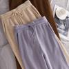 Taro roxo lã calça wide-leg para mulheres 2023 outono e inverno Nova cintura alta draping folgada emagrecendo calças casuais