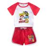 Wang wang equipe infantil de manga curta terno de verão ocidental estilo novo meninos shorts moda de duas peças um atacado