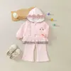 Conjunto con Capucha para Niña Primavera y Otoño Nuevo Bebé Chaqueta con Cremallera y Volantes Pantalones Acampanados Conjunto Elegante y Lindo para Niños