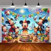 Banner de Tela de Fondo Personalizado Transfronterizo Familia Mickey Stitch Escena de Fiesta de Cumpleaños de Garaje Colgante de Pared