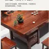 Conjunto de Mesa de Chá e Cadeiras de Madeira Maciça de Seringueira, Novo Estilo Chinês, Uma Mesa e Várias Cadeiras, Adequado para Uso em Escritório e Casa, Mesa de Chá Integrada para Preparar Chá