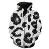 Sudadera con capucha y cremallera impresa en 3D para hombre, elegante estilo Harajuku con textura de pelo, manga larga