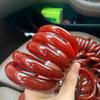 Pulsera de jade redonda fina de ágata roja de Brasil, venta al por mayor de fábrica, pulsera roja pura retro de calcedonia roja para mujer