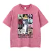 Camiseta de manga corta lavada y desgastada europea y americana transfronteriza para hombre y mujer, estilo americano, ins, callejera, algodón puro, top de manga corta moderno con logo estampado fijo