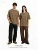 Camiseta unisex retro americana transfronteriza de algodón 100%, 230g, lavada, desgastada, manga corta, corte holgado, hombros caídos, marca de tendencia