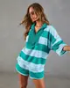 Traje de Raya con Media Cremallera y Cuello Alto Nuevo Estilo Transfronterizo Europeo y Americano, Estilo Holgado y Casual, Conjunto de Dos Piezas con Shorts Deportivos Casuales