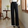 Pantalones de mopa lisos nuevos con elástico en la cintura trasera, drapeados, elásticos, con lyocell, transpirables, casuales, versátiles, rectos, de pierna ancha