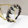 Diadema Ondulada de Organza Brillante con Pedrería y Dientes Grandes Antideslizantes Estilo Francés para Uso Exterior, Accesorio para el Cabello de Moda de Alta Gama