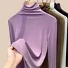 Ropa Embellecedora de Piel para Mujer, Camisa Interior de Cuello Alto para Otoño e Invierno, Nueva Ropa Interior Modal 2025, Top Ajustado de Cuello Alto