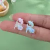 Nuevos Pendientes de Resina de Caricatura Dulce Creativo de Carpa y Rosa, Destello Fino, Diarios, Exquisitos, Suaves, No Alérgicos