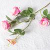 Rosa artificial 3 cabeças pequena rosa de flanela Dia dos Namorados casamento decoração de casa artificial artificial flor transfronteiriça