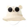 Sombrero de Bebé Estilo Verano con Gafas, Lindo Sombrero de Pescador Rayado para Niños y Niñas, Sombrero Tipo Cubo para Bebés con Protección Solar