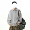 Moletom com Gola Falsa de Duas Peças Masculino Primavera e Outono Marca Americana Tendência Solto Estudante Camisa Polo Patchwork Top Jaqueta Casual