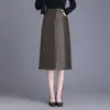 Falda de piel sintética, nueva colección otoño 2026 para mujer, de cintura alta, estilizada, con abertura, falda recta elegante y versátil