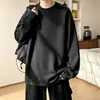 Sudadera negra con cremallera y cuello redondo para hombre, estilo americano de otoño, capa interior de manga larga para adolescentes, nueva tendencia 2026, top holgado