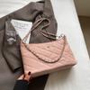 Bolso Pequeño de Hombro Casual de Moda para Mujer 2024 Nuevo Llegada Bolso Cruzado de Canalé Estilo Coreano Bolso Tote Simple con Cadena