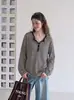 Blusa tipo camiseta de manga larga a rayas de seda helada lyocell para mujer, con sensación casual y relajada, adecuada para primavera y verano, top holgado con protección solar
