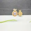 Relleno de Oro de 14K Circonio Micropavimentado Trébol de Cuatro Hojas Azul Marino Cuentas para Bebé Caja Mágica Colgante de Cuenta Cristal Hecho a Mano Pulsera DIY Collar