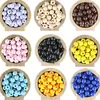 Amazon Cuentas para niños color sólido 15MM cuentas de madera de color cuentas redondas de madera sueltas cuentas de madera accesorios diy pulsera