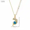 Collar Simple de Acero de Titanio con Delfín de Zafiro Microincrustaciones de Circonita Colgante Fresco y de Lujo Ligero Joyería Versátil para Comercio Exterior