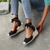 Desejo Exportação Europeia e Americana Verão Sapatos Femininos Moda Sandálias de Dedo com Tira de Salto Anabela Tamanho Sapatos Femininos de Salto Anabela de Linho