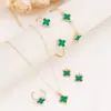 Set de Joyería Minimalista de Trébol de Cuatro Hojas Transfronterizo Estilo Europeo y Americano Esmalte Aleación Trébol de la Suerte Flor Collar Pendientes Pulsera para Mujeres