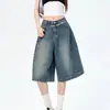 Shorts de Mezclilla Casual Relajados Estilo Retro Americano para Hombres y Mujeres Verano Nuevo Sueltos de Calle Pierna Ancha Pantalones de Media Longitud