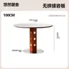 Mesa Redonda Berg Estilo Nórdico con Patas Metálicas Vintage, Mesa de Comedor para Apartamento Pequeño, Mesa de Comedor de Pizarra de Madera Maciza Estilo Nórdico Bauhaus para Uso Doméstico