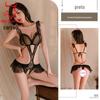 Sexy lingerie original laço plissado laço paixão charme aberto backless lace- up macacão 2104